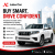 Juba Car ad: white SUV in city skyline with bold 'BUY SMART. DRIVE CONFIDENT.' and 'Browse Now' CTA on left. Included icons for features and app store badges.